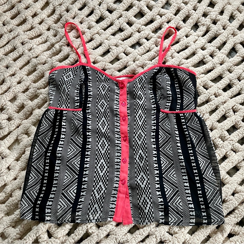 Charming Charlie Printed Blouse Tank Top